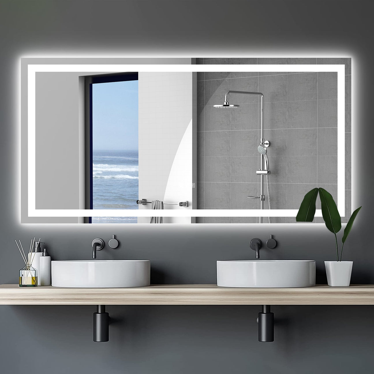 Collection of bathroom mirrors including framed, frameless, LED, and decorative designs. Elegant, durable, and functional mirrors for vanities, powder rooms, and master baths.