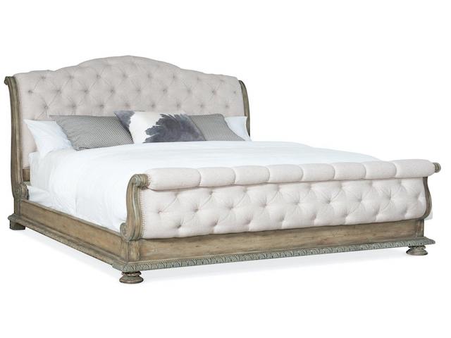 Collection of beds including King, Queen, and California King frames. Features upholstered, wooden, panel, sleigh, and platform designs with durable frames and elegant finishes.