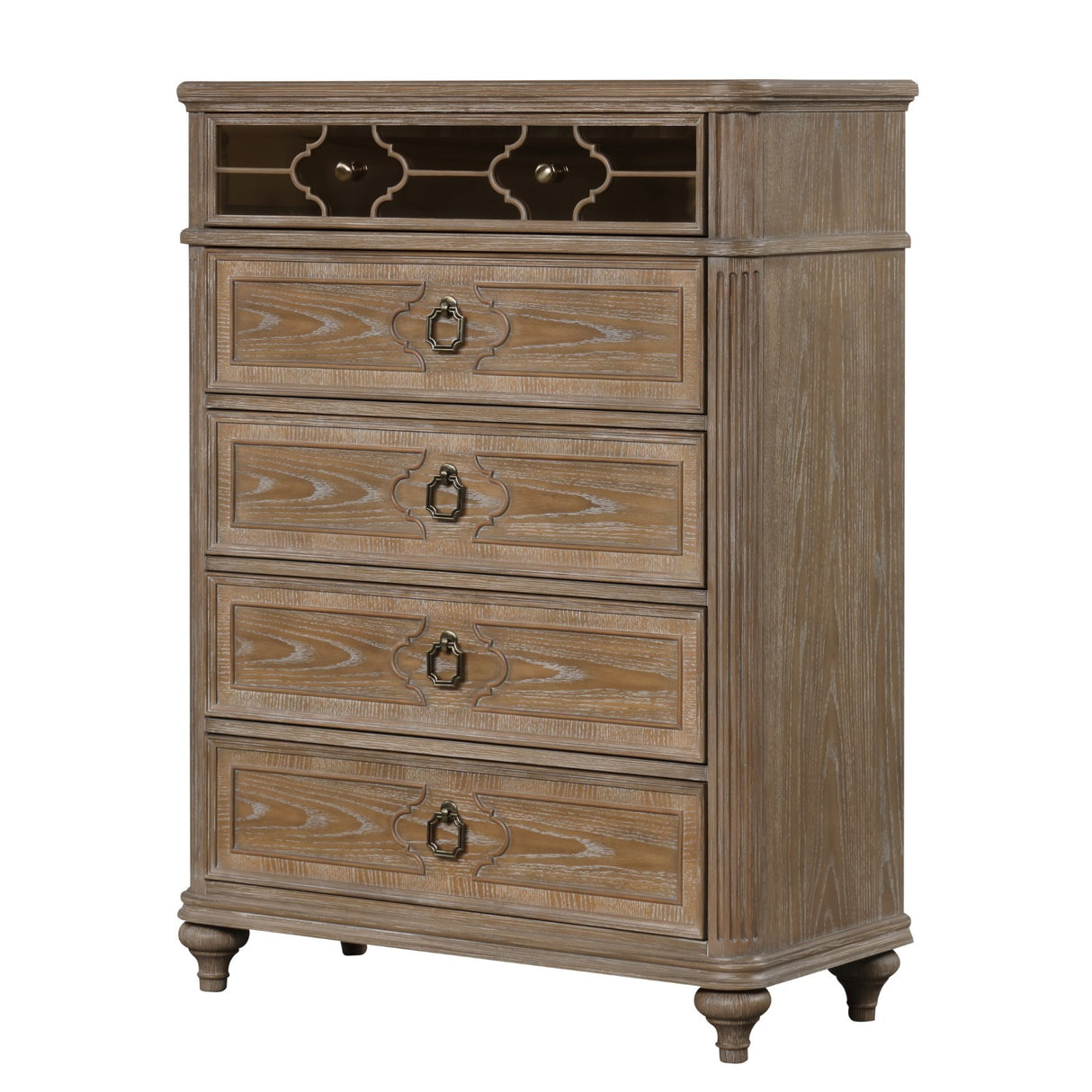 Simple Contemporary 1pc Chest of Drawers Rustic Oak Veneer Solid Wood English Back Dovetail Drawers Bedroom Furniture
