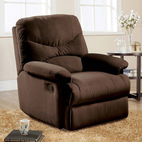 Arcadia Motion Recliner 00632W Chocolate Microfiber | Acme | Home Elegance USA