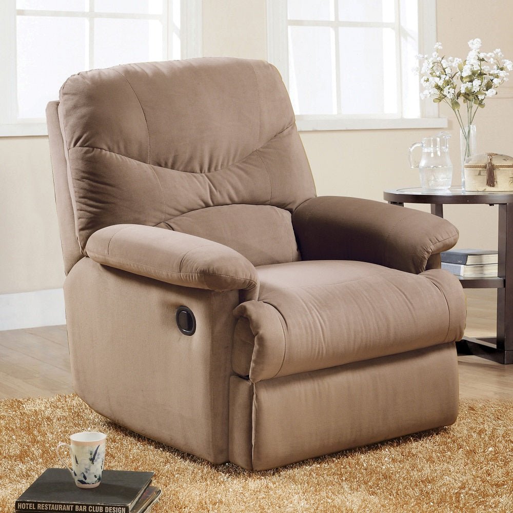 Arcadia Motion Glider Recliner 634 Light Brown Microfiber | Acme | Home Elegance USA