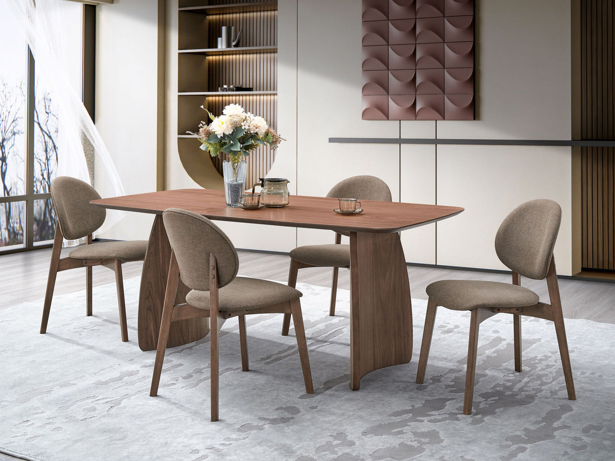 Hadasa 5Pcs Walnut Finish Dining Room Set