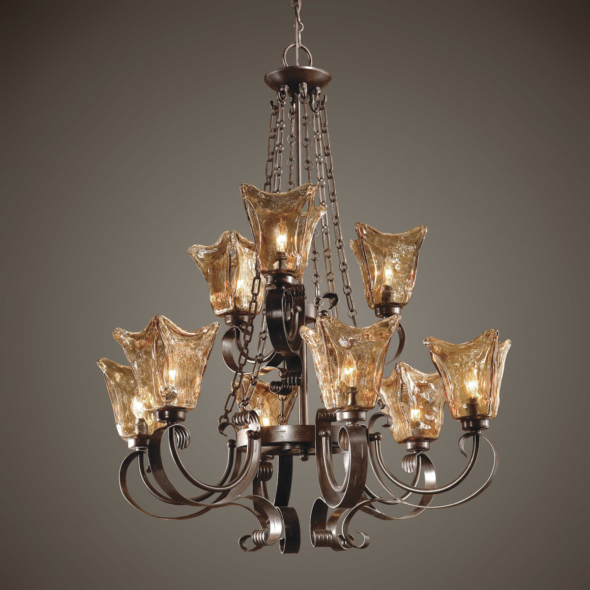 Vetraio 9 Light Chandelier Oil Rubbed Bronze - Bronze / Light Brown by Uttermost - View 2