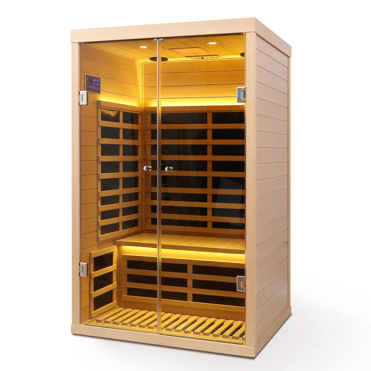 Luxury Two-Person Hemlock Far Infrared Sauna with Double Glass Doors - sold by Home Elegance USA