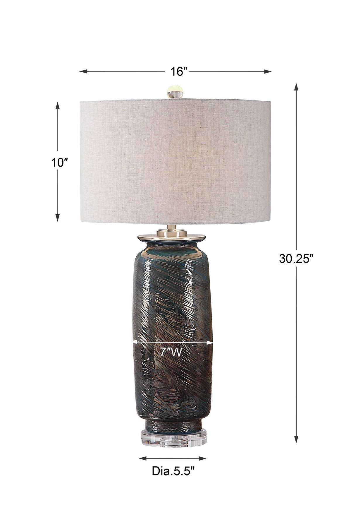 Olesya Swirl Glass Table Lamp - Blue / White by Uttermost - View 7