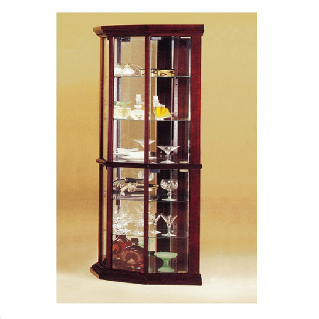 Acme - Huxley Curio Cabinet (Corner) 2347 Cherry Finish