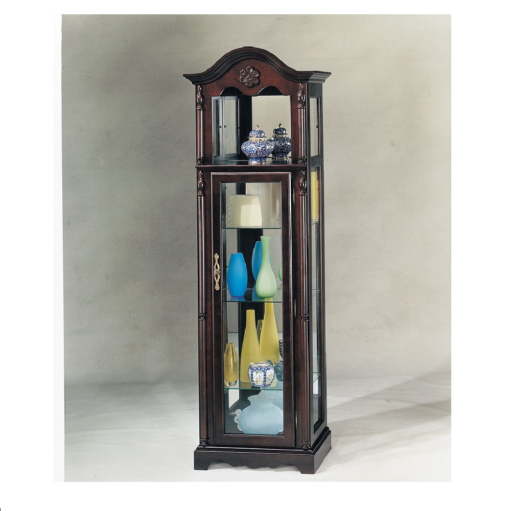 Acme - Lindsey Curio Cabinet 2349 Cherry Finish