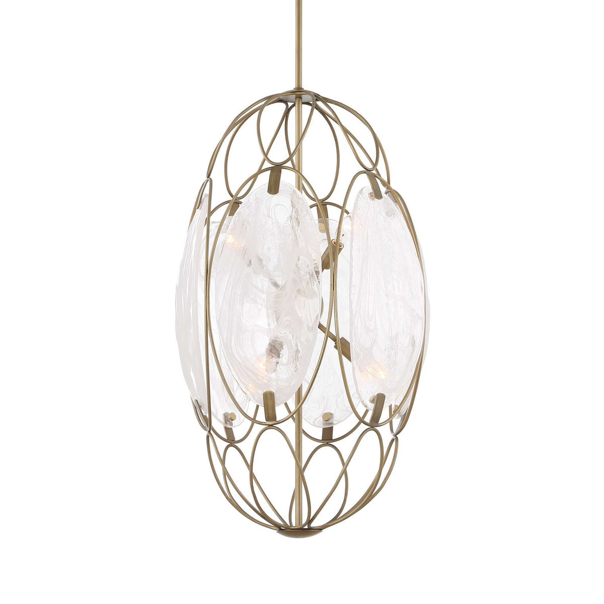 Valencia 6 Light Glass Panel Pendant - Gold / White by Uttermost - View 5