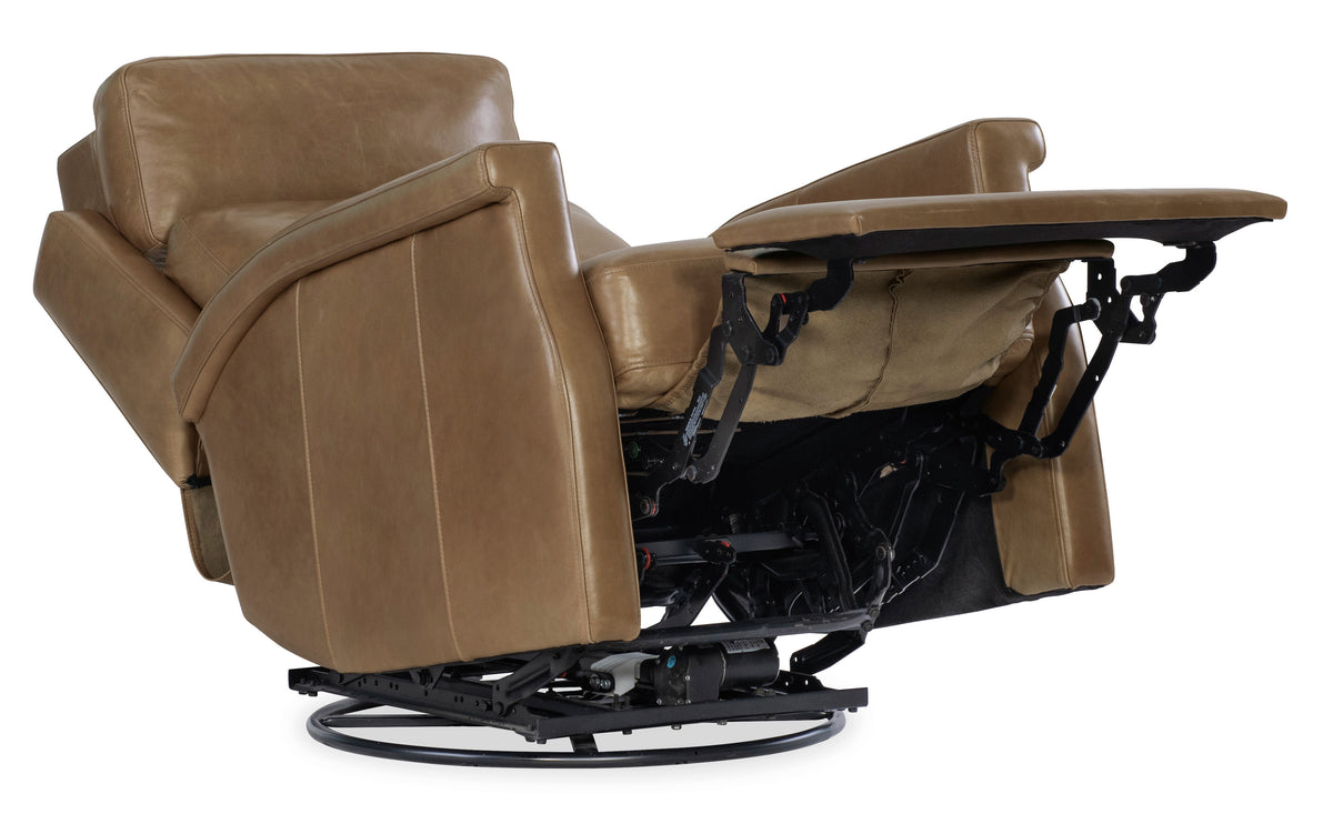Kaufman ZG Swivel Power Recliner With Pop-Up Headrest - Light Brown by Hooker Furniture - View 7
