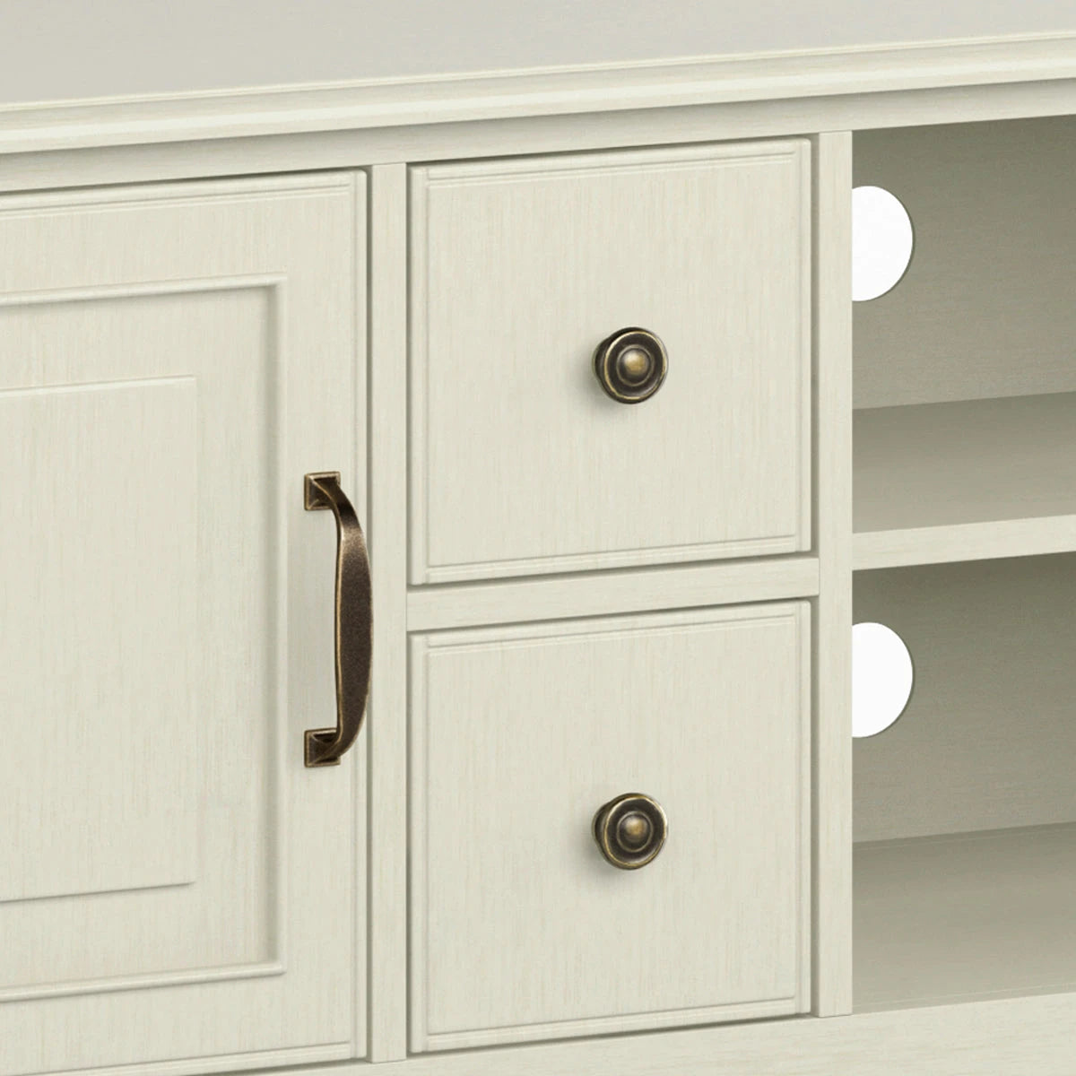 Connaught 72 inch Wide Solid Wood TV Stand in Antique White For TVs up to 80 inches - sold by Home Elegance USA