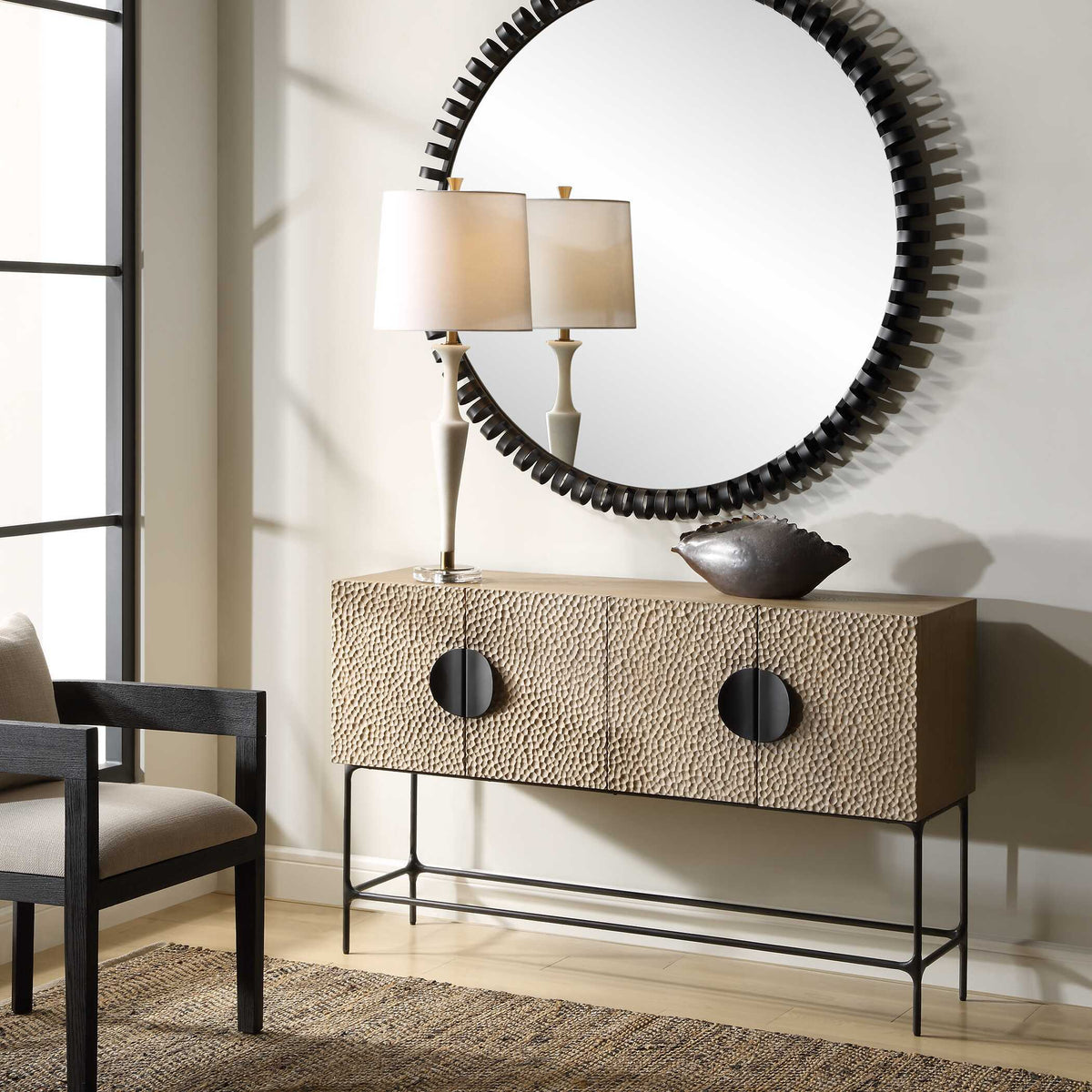 Lunar 4 Door Elm Wood Cabinet - Light Brown by Uttermost - View 3