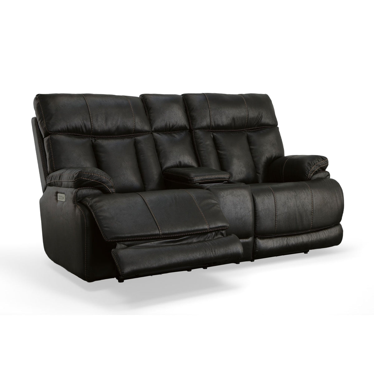 Clive Power Reclining Loveseat With Console, Power Headrests & Lumbar - Peppercorn | Flexsteel