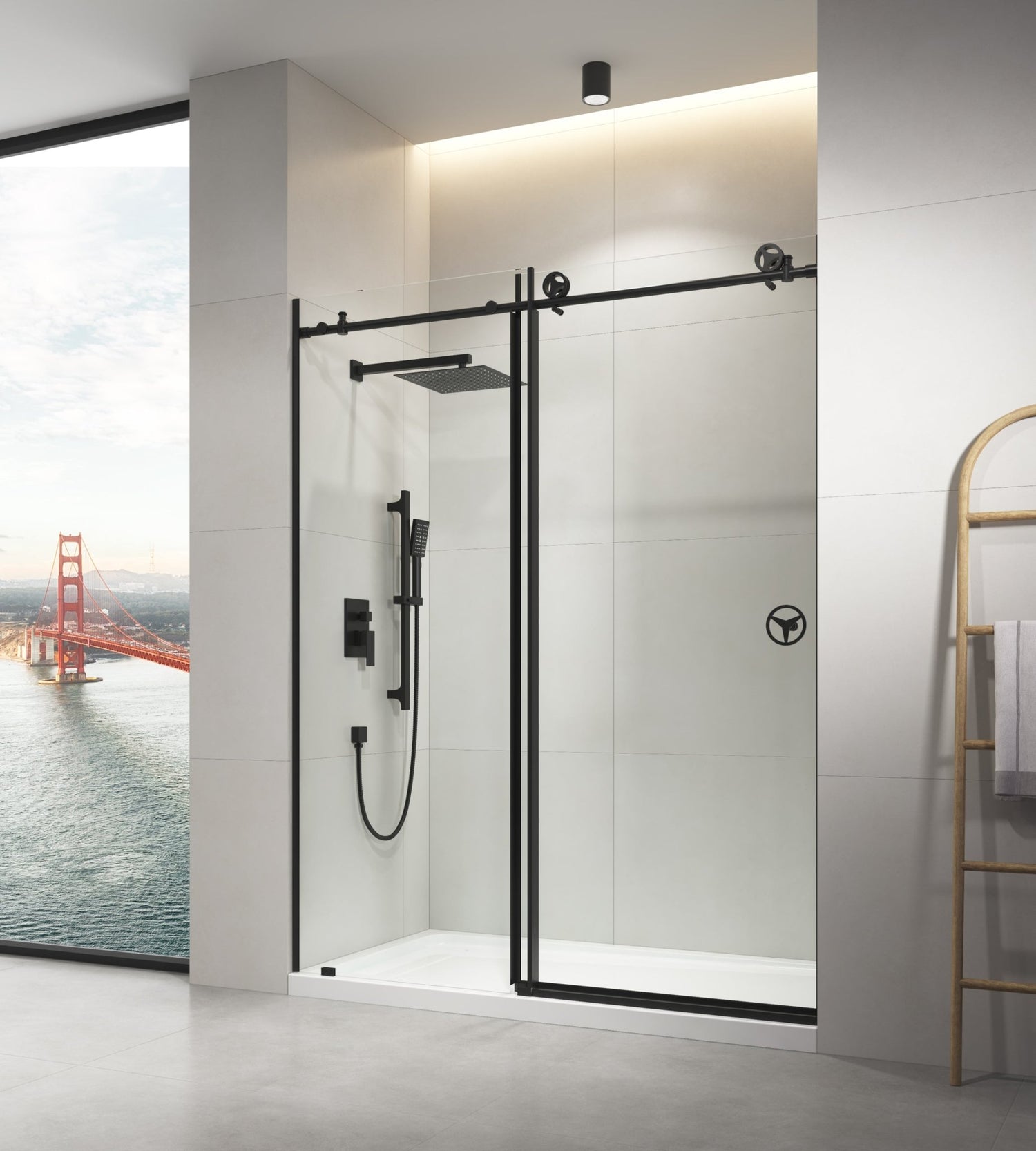 60 in. W x 76 in. HSliding Frameless Shower Door in Matte Black with Clear Glass | Home Elegance USA