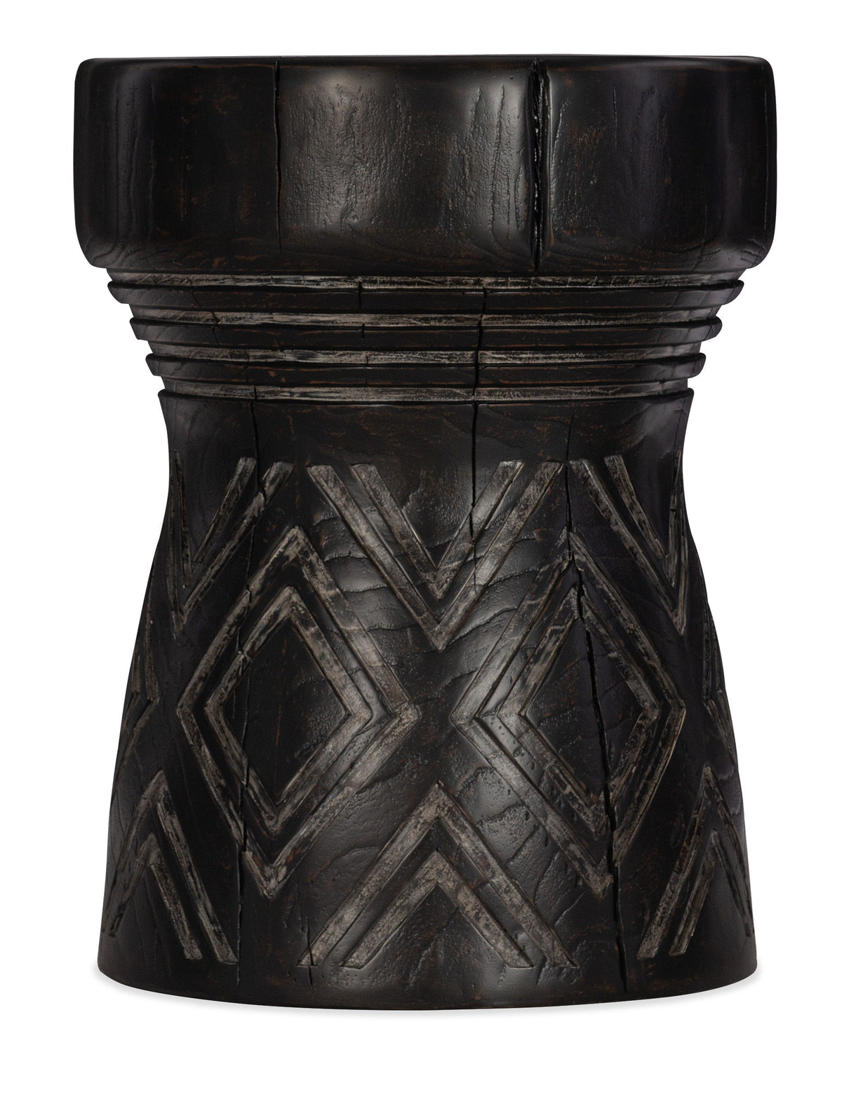 Commerce And Market Carved Stump Side Table - Black by Hooker Furniture - View 1