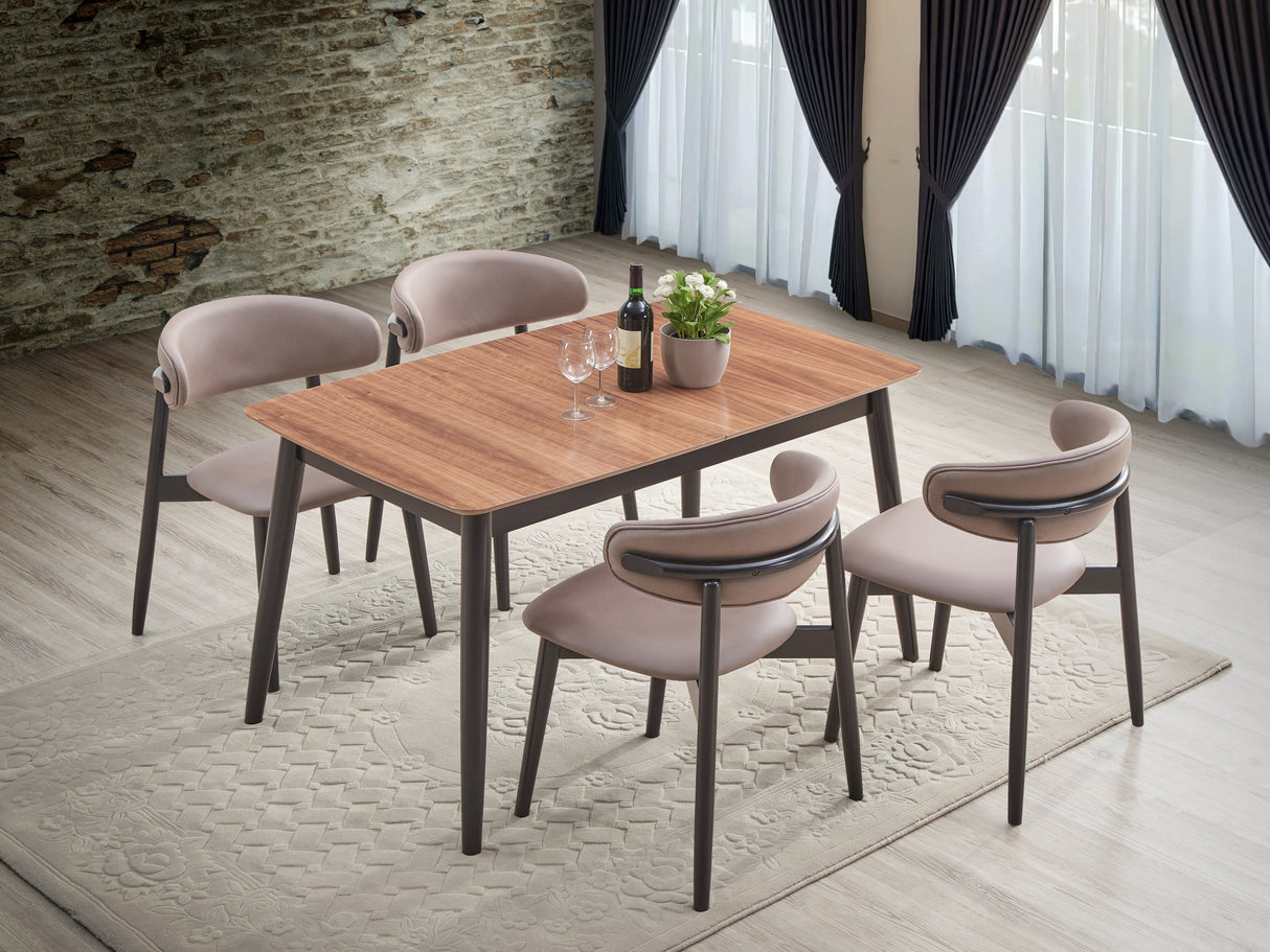 Lanae Natural & Black Finish 5 Pcs Dining Room Set - sold by Home Elegance USA