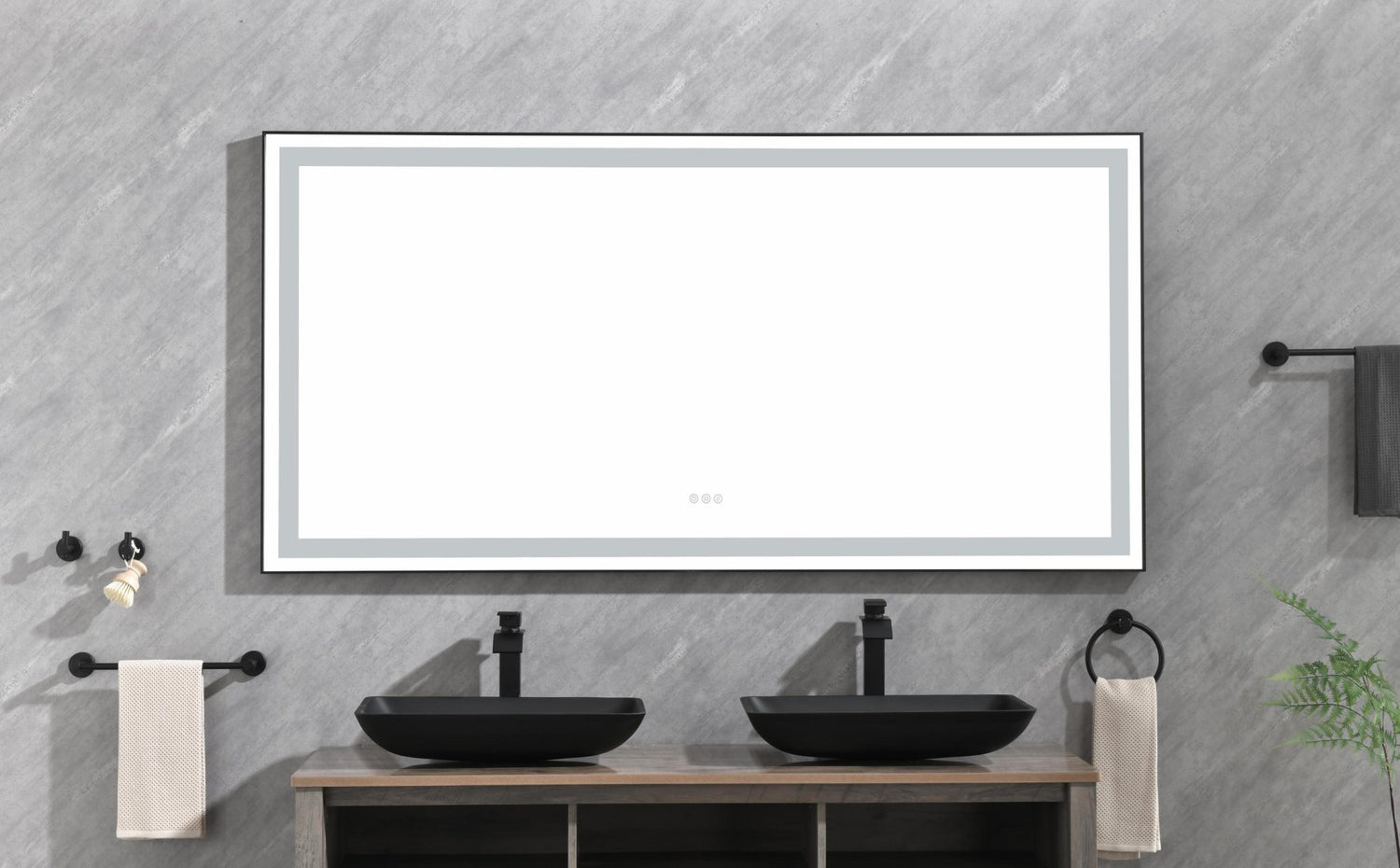 72 in. W x 36 in. H Black Framed LED Single Bathroom Vanity Mirror in Polished Crystal Bathroom Vanity LED Mirror with 3 Color Lights Mirror for Bathroom Wall Smart Lighted Vanity Mirror | Home Elegance USA