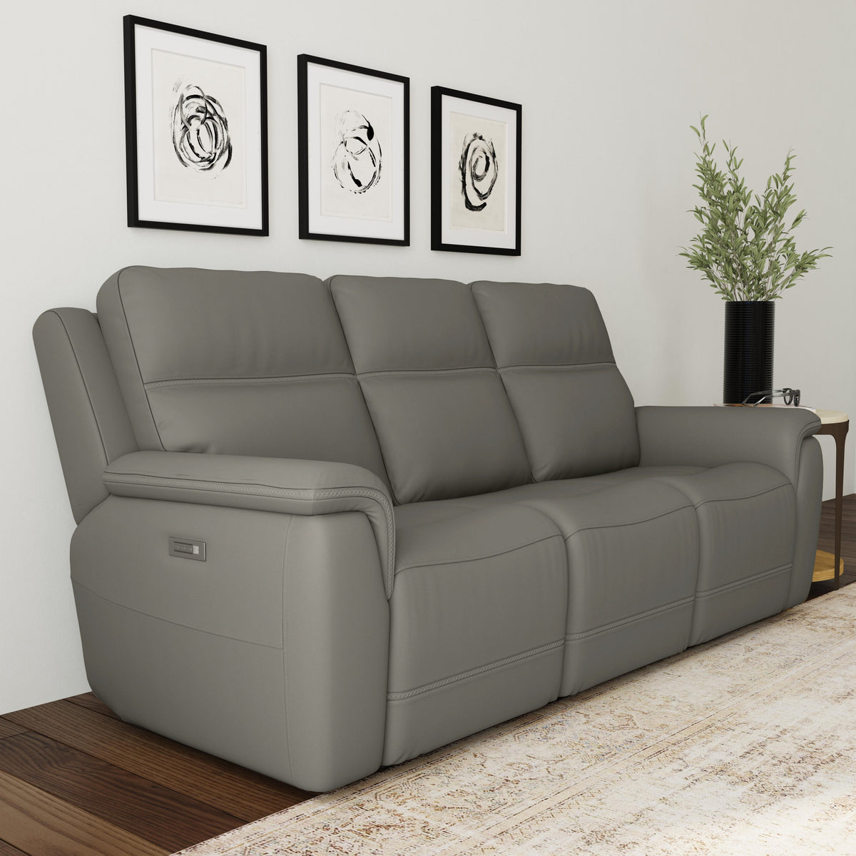 Sawyer Power Reclining Sofa With Power Headrests & Lumbar - Gray | Flexsteel