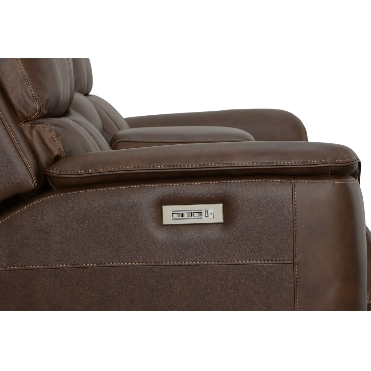 Henry Power Reclining Loveseat With Console & Power Headrests & Lumbar - Burnt Umber | Flexsteel