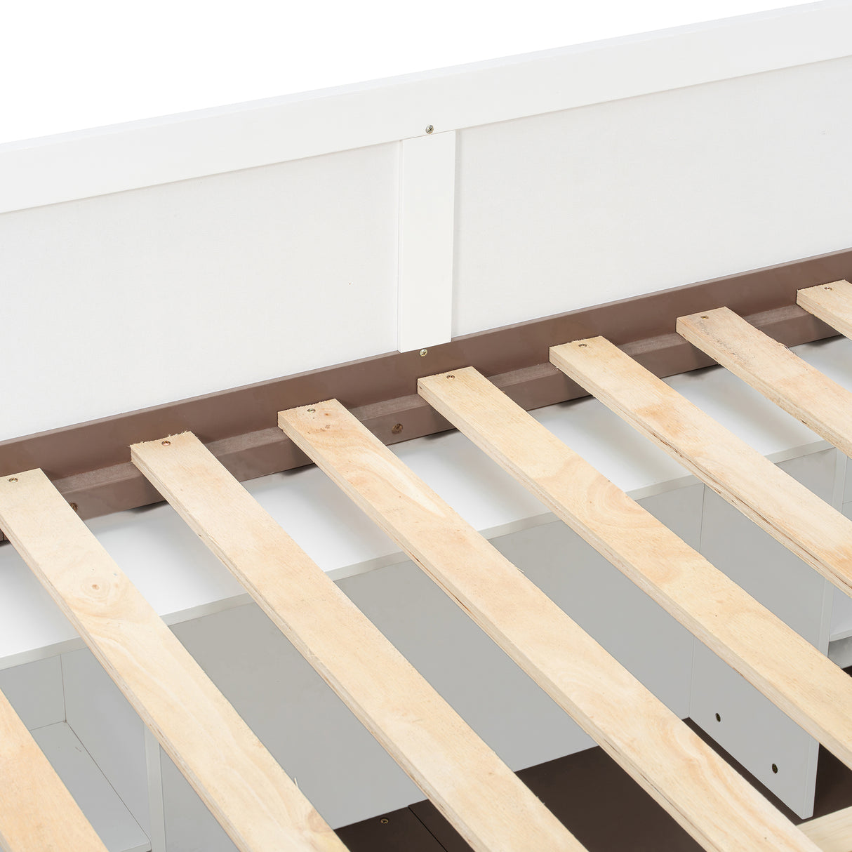Full Over Full Bunk Bed with Twin Size Trundle and Staircase, Shelves, LED,White - sold by Home Elegance USA