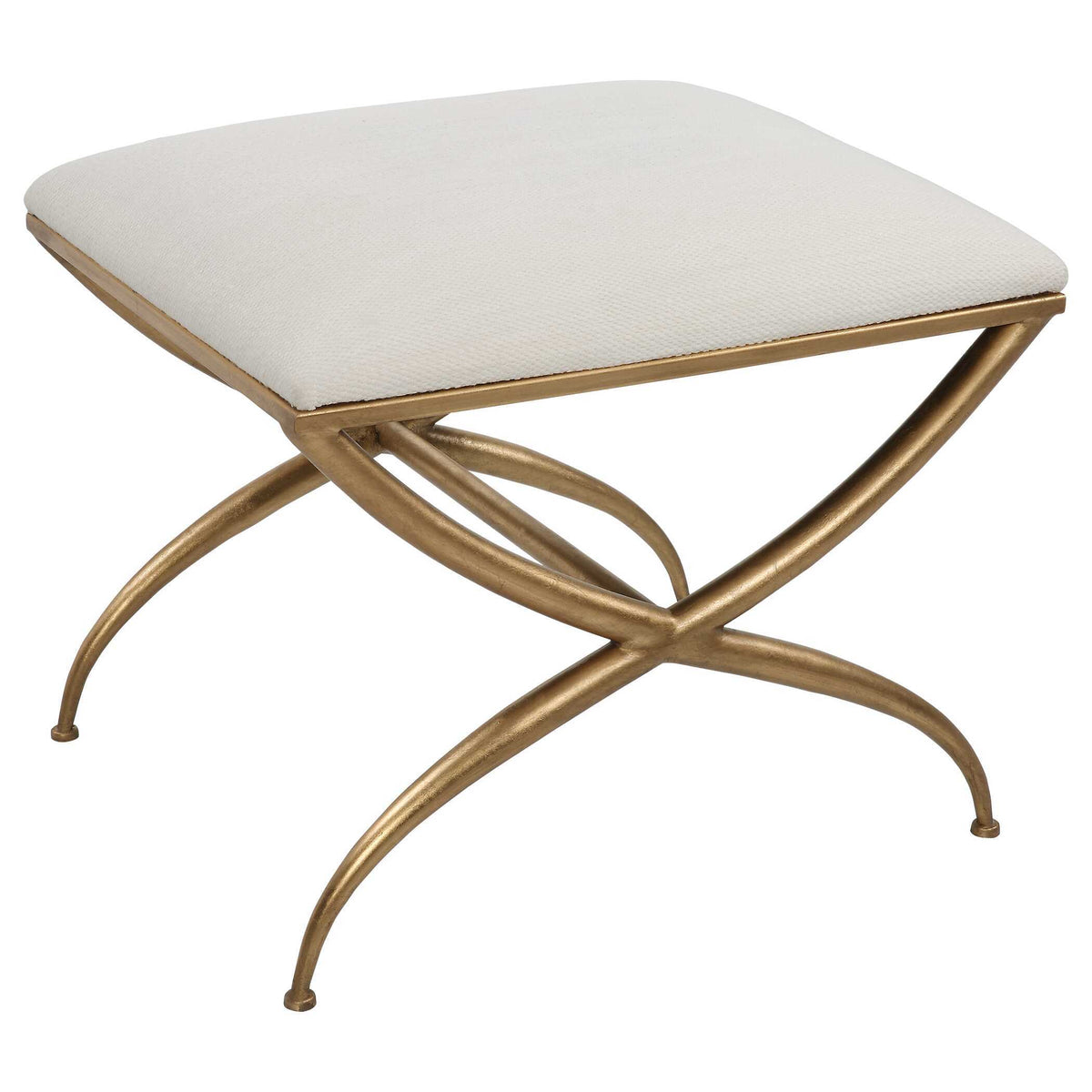 Crossing Small Bench - White / Gold by Uttermost - View 3
