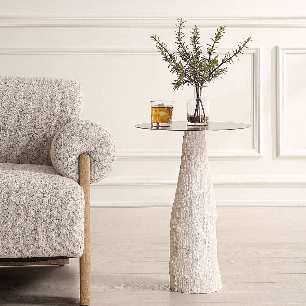 Hollen Stone Accent Table - White by Uttermost - View 2