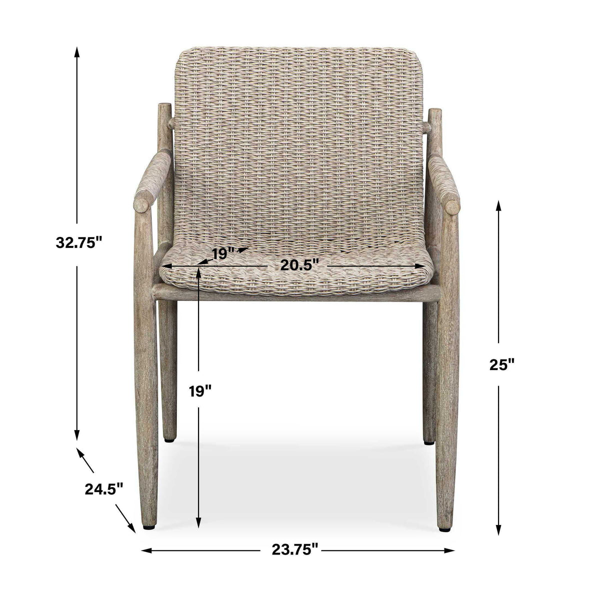 Sumba Wicker Outdoor Dining Chair - Gray by Uttermost - View 12