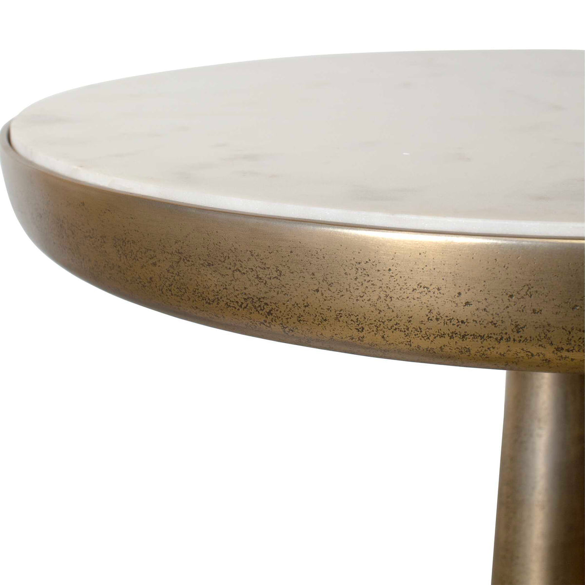 Gianno Round Marble Side Table Brass / White - Gold / White by Uttermost - View 4