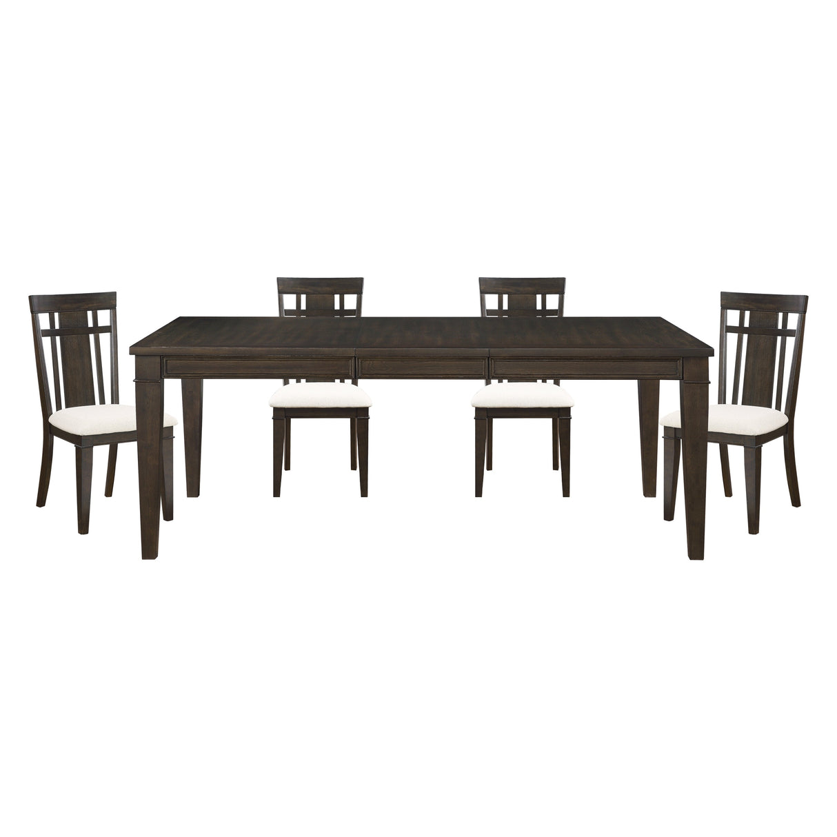 Dark Brown Finish 5pc Dining Set Expandable Table and 4x Side Chairs Beige Fabric Upholstered Seat Classic Look Dining Wooden Furniture - sold by Home Elegance USA