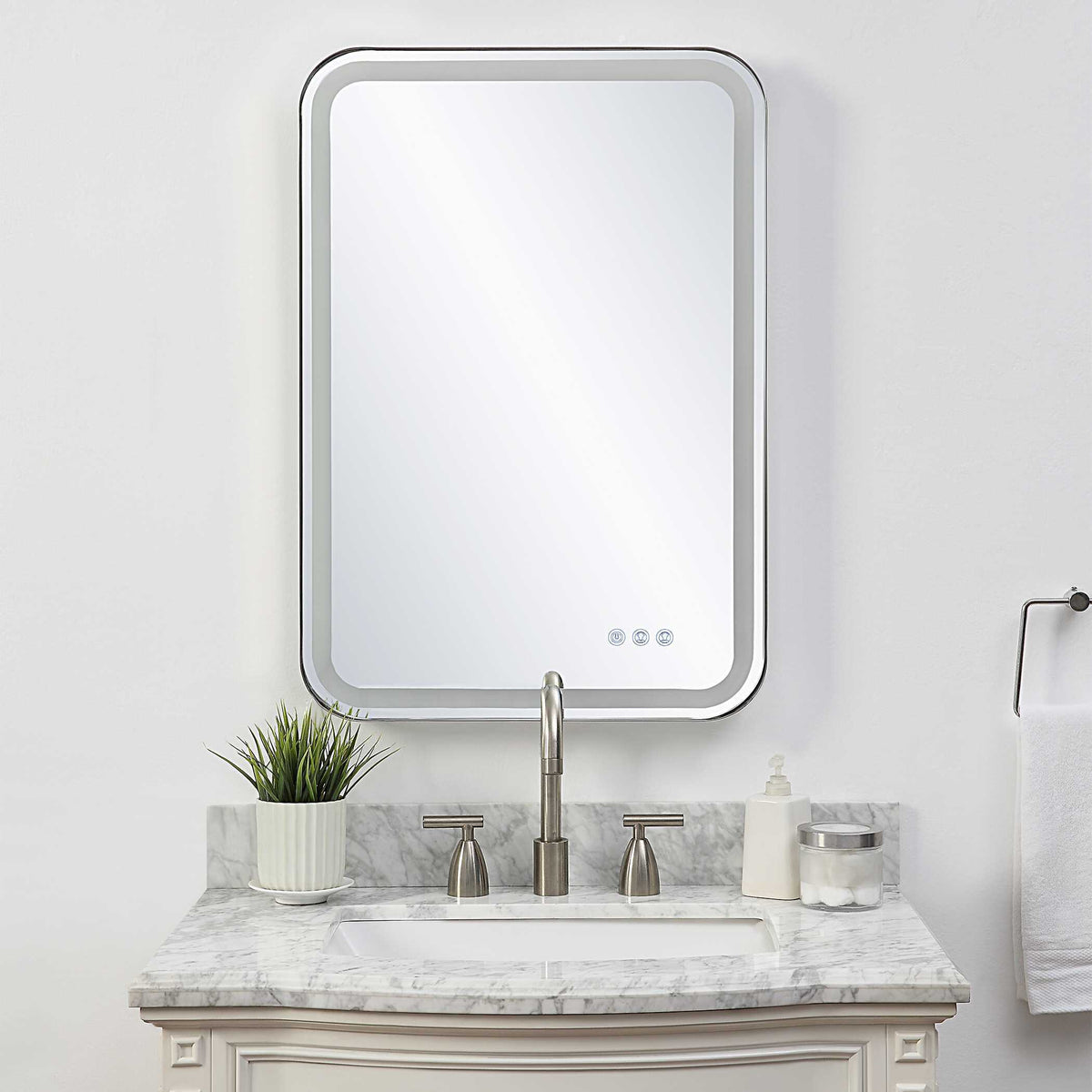 Crofton Lighted Nickel Vanity Mirror - Gray by Uttermost - View 3