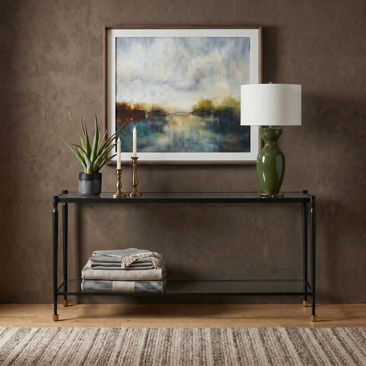 Javana Glass / Iron Console Table Brass,Bronze - Black by Uttermost - View 2