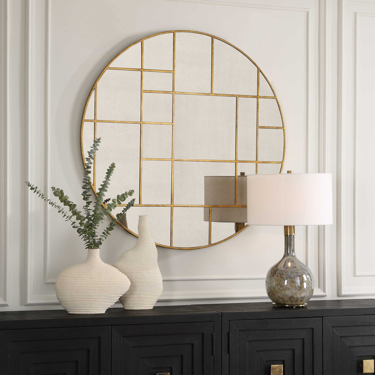 Geometric Round Mirror - Light Brown by Uttermost - View 3