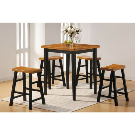 Acme - Gaucho 5PC Pack Counter Height Table Set 7285 Oak & Black Finish
