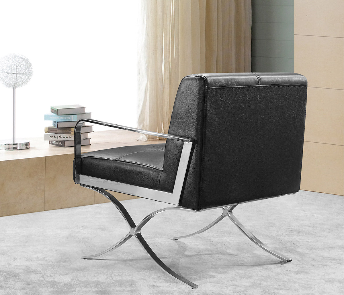 Delano Modern Black Leather Lounge Chair - View Image 1