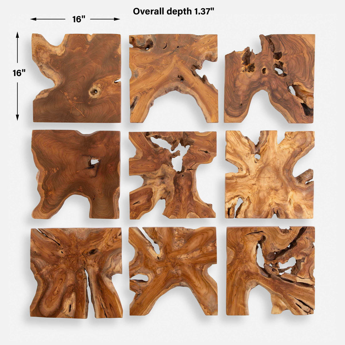 Talia Wood Wall Decor (Set of 9) - Light Brown by Uttermost - View 9