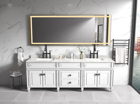96in. W x36 in. H Frameless LED Single Bathroom Vanity Mirror in Polished Crystal Bathroom Vanity LED Mirror with 3 Color Lights Mirror for Bathroom Wall | Home Elegance USA