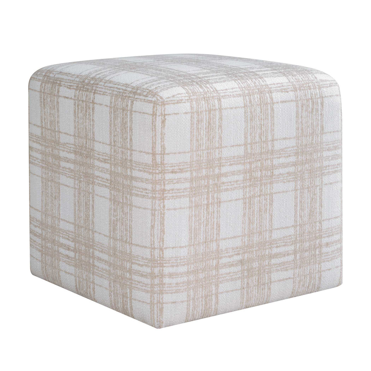 Joie Porcelain Plaid Ottoman - White by Uttermost - View 5