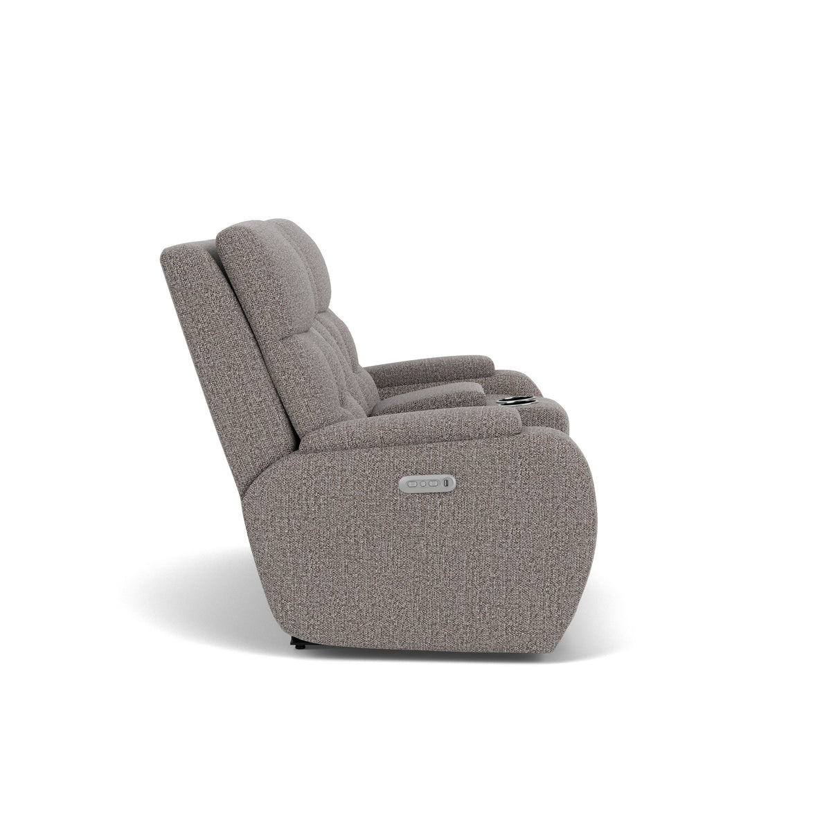 Strait Transitional Fabric Power Reclining Loveseat With Console & Power Headrests | Flexsteel