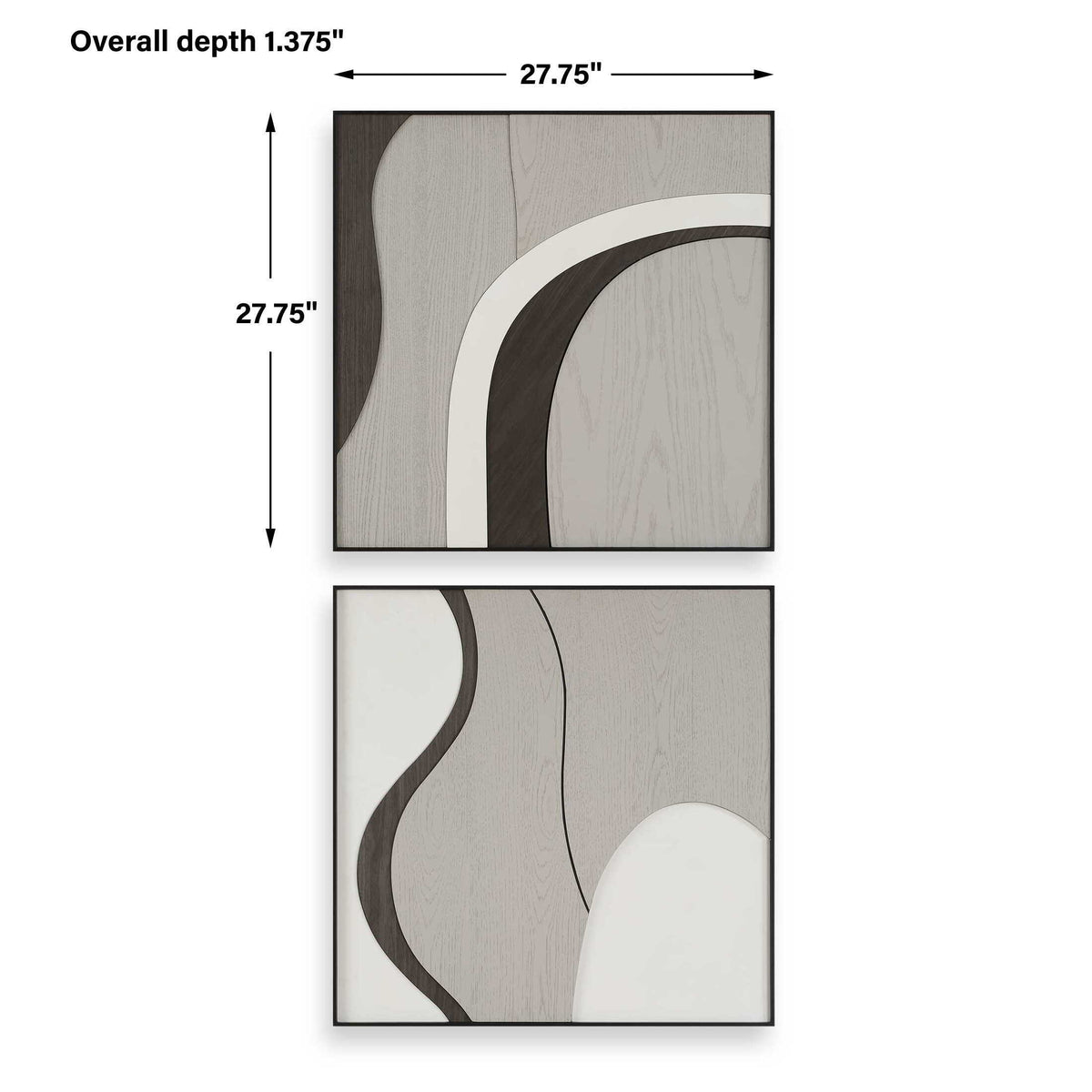 Joel Modern Wood Wall Art (Set of 2) - Gray by Uttermost - View 8