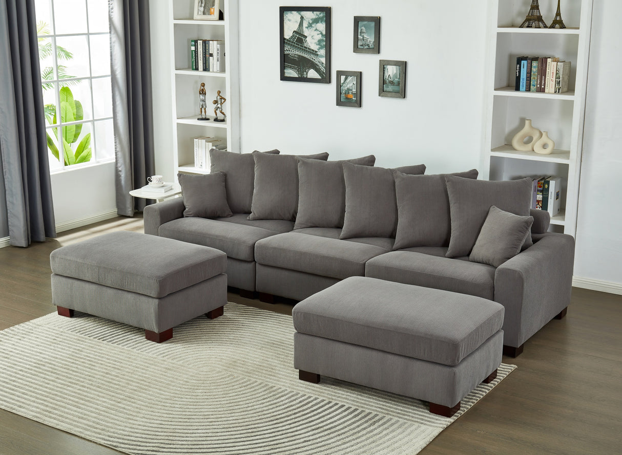 Modular Sectional Sofa,5 Seater Oversized Convertible L & U Shaped Couch, Corduroy Fabric