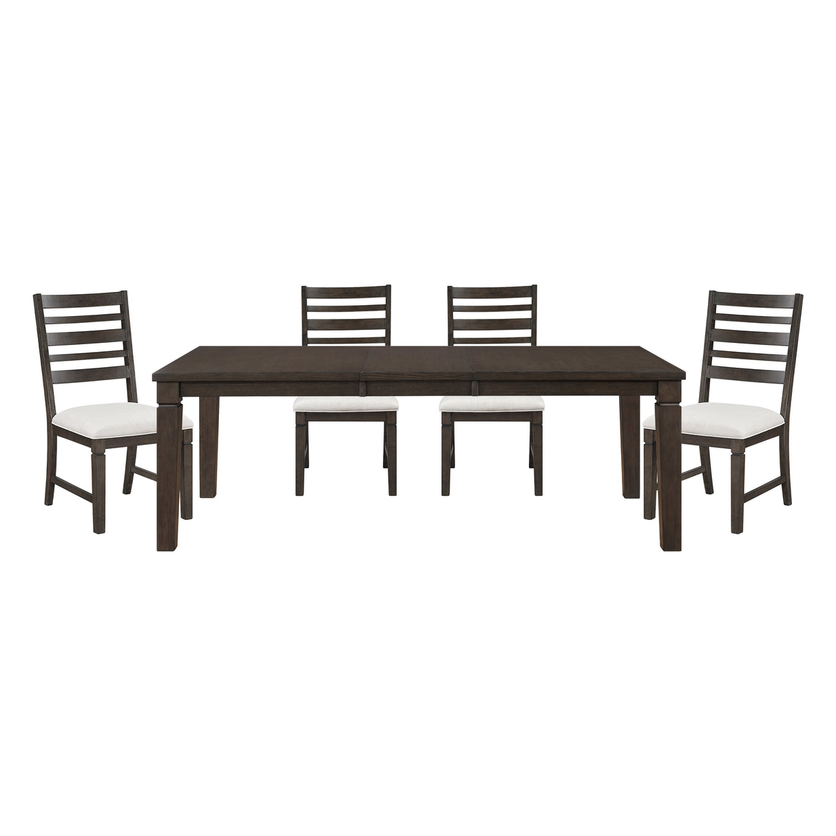 Juego de comedor clásico de 5 piezas con acabado espresso oscuro, mesa con hoja extensible y 4 sillas, asiento cómodo, muebles de comedor de madera.