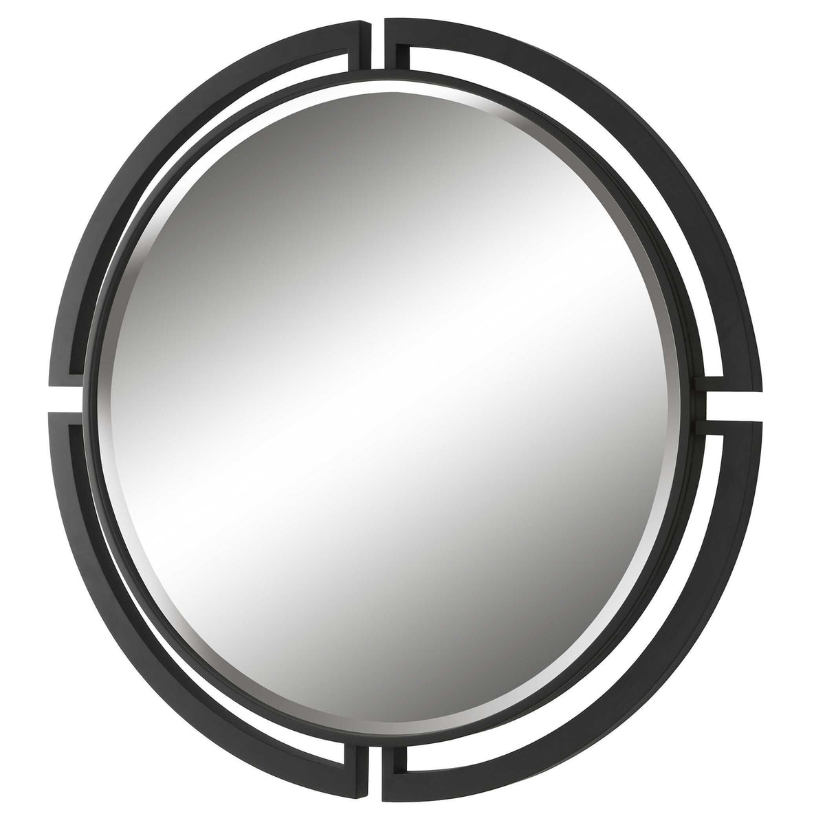 Quadrant Modern Round Mirror - Black by Uttermost - View 4
