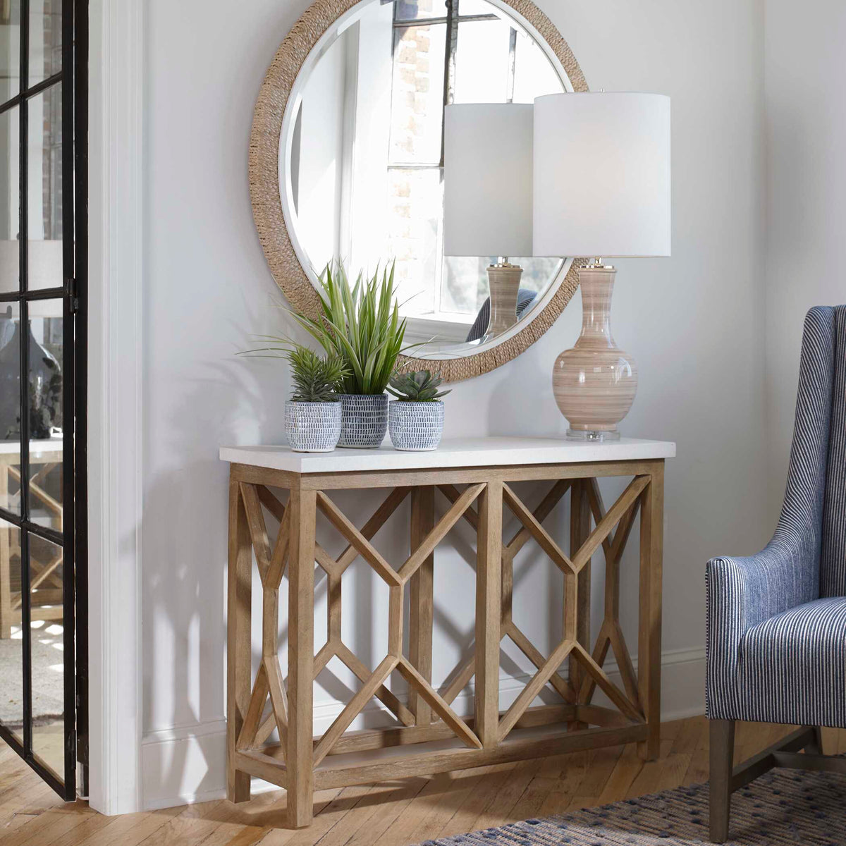 Catali Stone Console Table Ivory - Light Brown by Uttermost - View 6