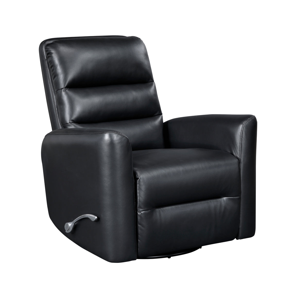 Glider Reclining Chair Swivel Motion Black Breathable Faux Leather Upholstery Luxury Living Room Furniture, Movie Chair