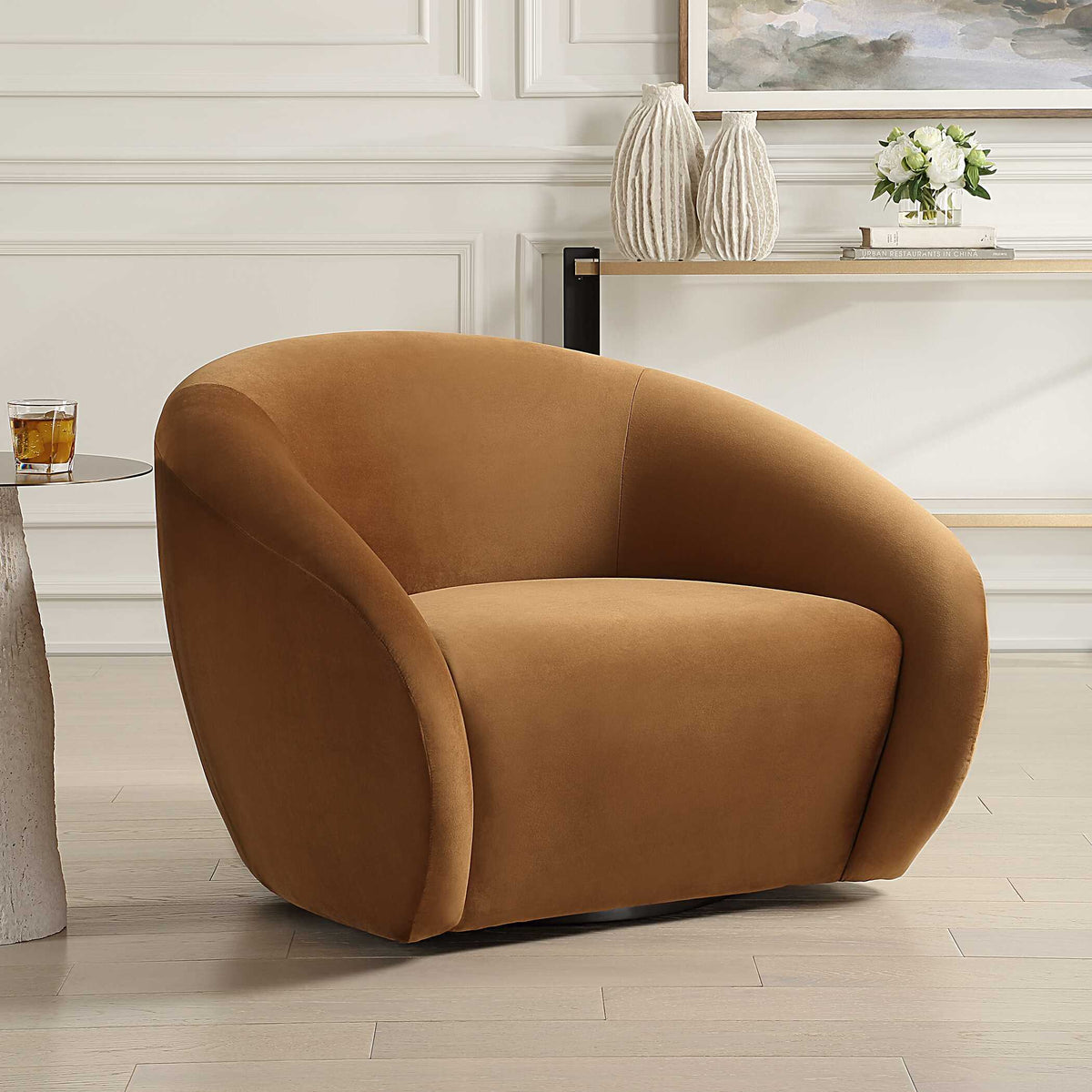 DeSoto Swivel Chair Hazlenut - Orange by Uttermost - View 3