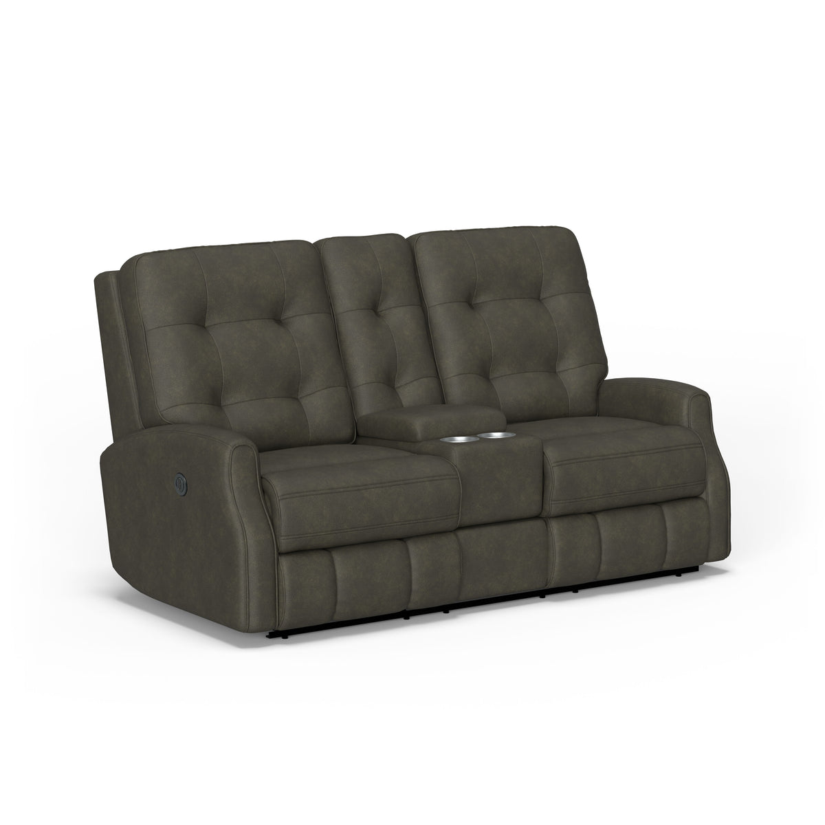 Devon Transitional Fabric Power Reclining Loveseat, Console | Flexsteel