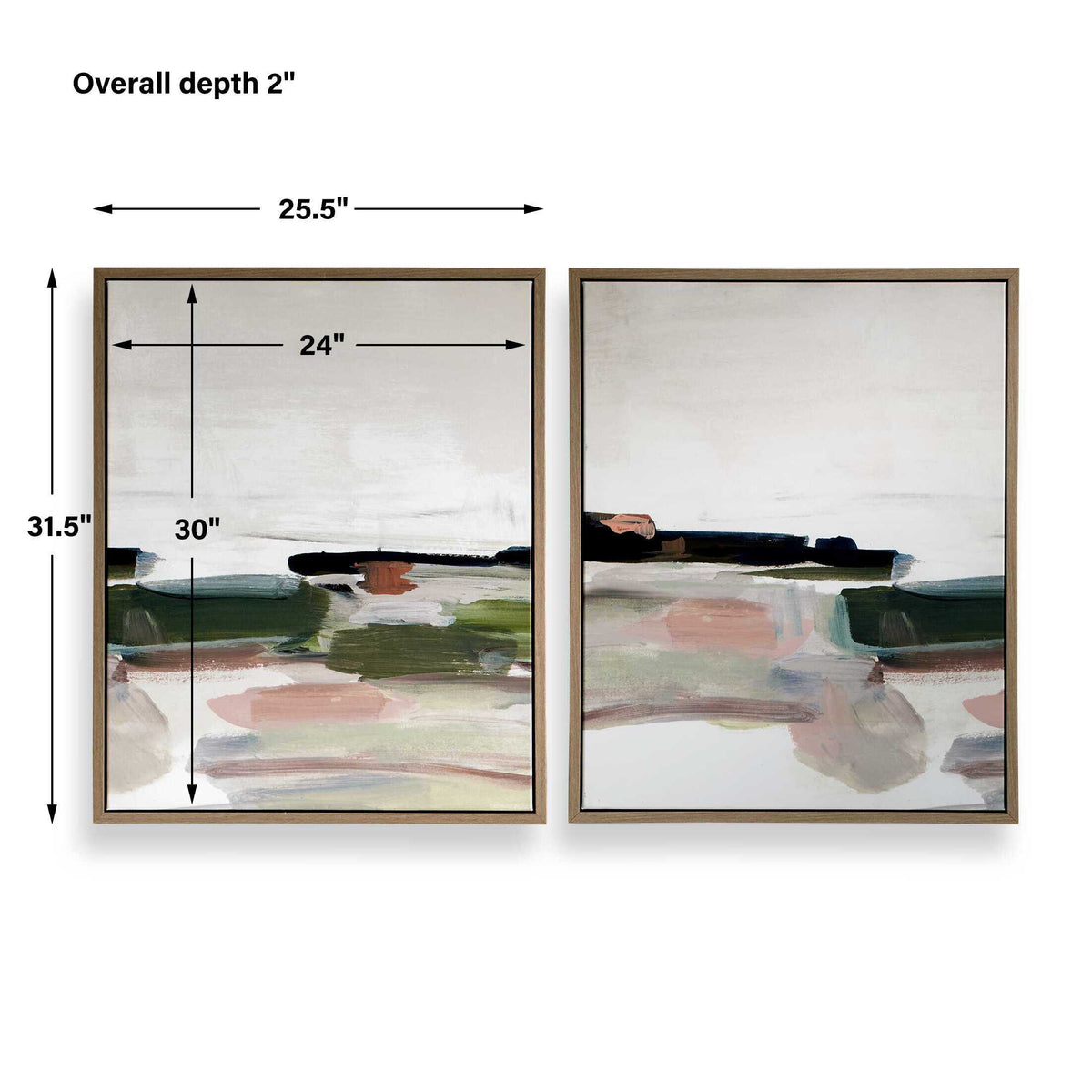 Just Peaking Framed Abstract Prints (Set of 2) Black / Gray / Green / Pink / Purple / White - Gray / Pink by Uttermost - View 6