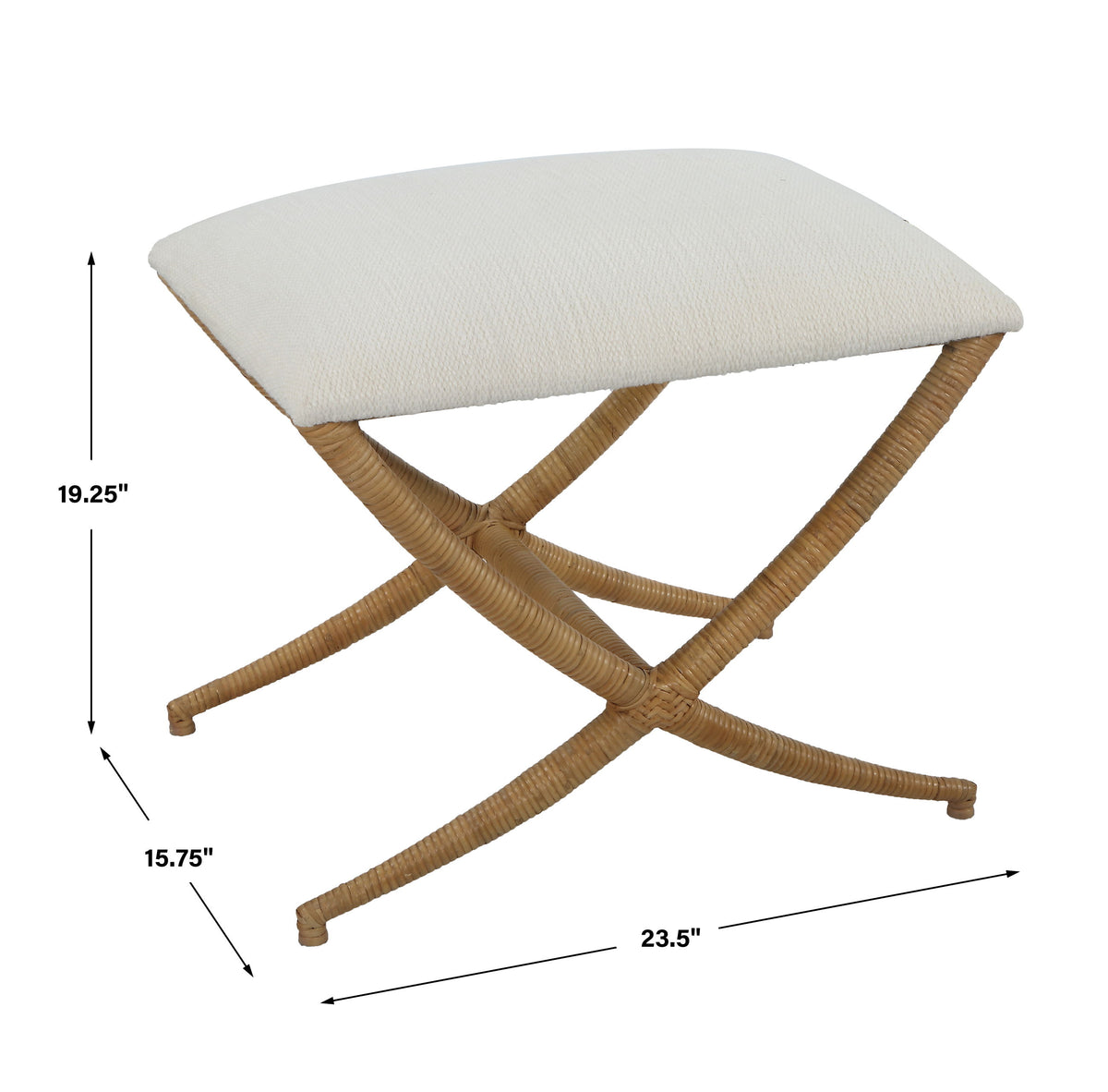 Expedition White Fabric Small Bench by Uttermost - View 6