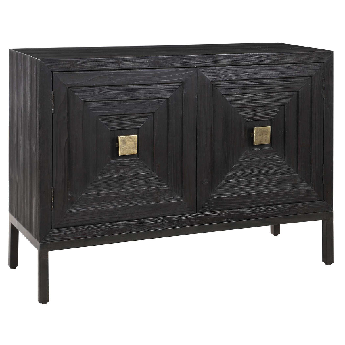 Aiken 2 Door Cabinet Dark Walnut - Black / Light Brown by Uttermost - View 6