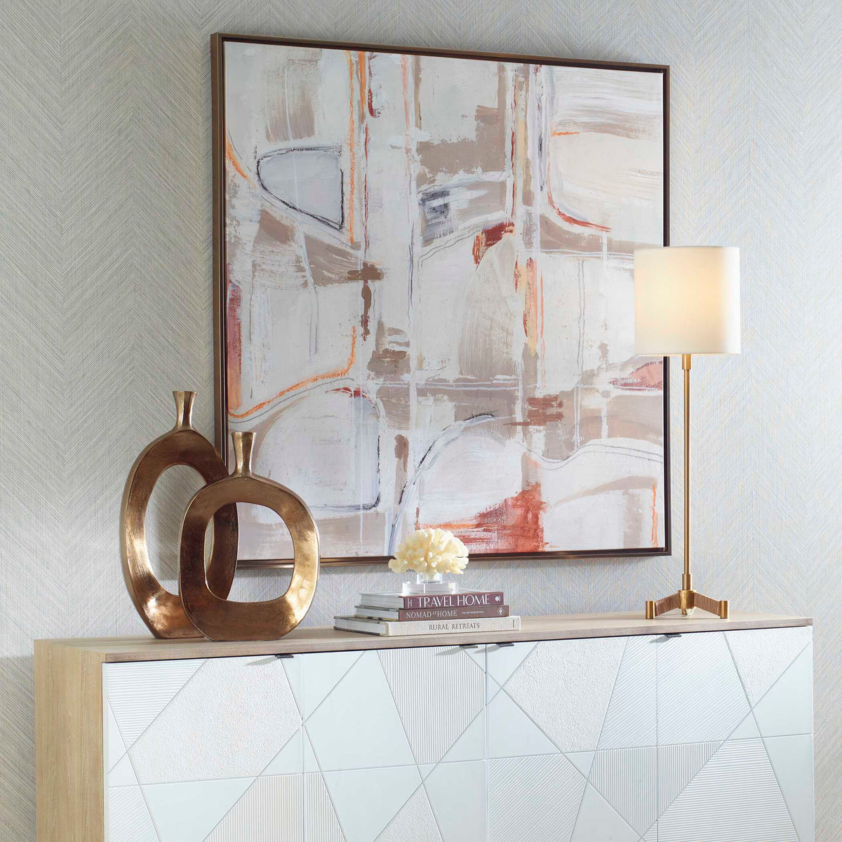 Neutral Nirvana Abstract Canvas Art - Light Brown by Uttermost - View 3