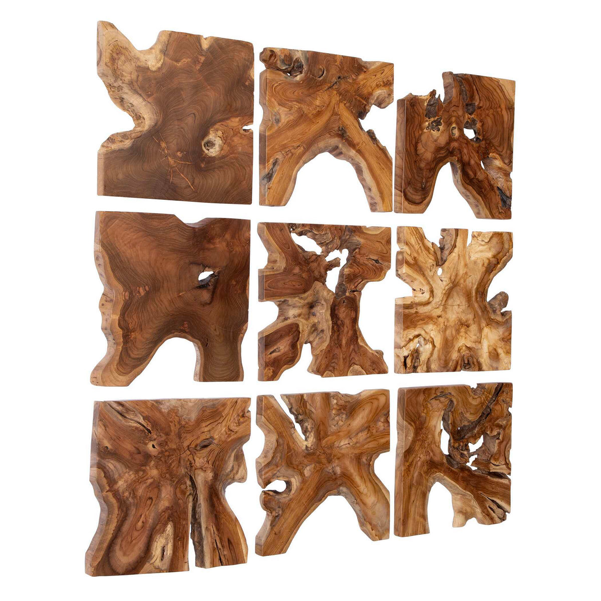 Talia Wood Wall Decor (Set of 9) - Light Brown by Uttermost - View 4